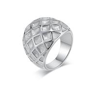 Musihy 22MM Wide Stainless Steel Ring for Men with Lattice Pattern, Silver, Size P 1/2