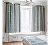 Musihy 45 Inch Long Blackout Curtains, Colored Patchwork Double Layers Blackout Curtains for Living Room, Grey Yellow Blue, 34W x 45L inch