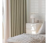 Musihy 84 Blackout Curtains 2 Panels, Light Olive Green and Cream Color Patchwork Eyelets Thermal Insulated Curtains for Living Room/Bedroom 38W x 84L inch