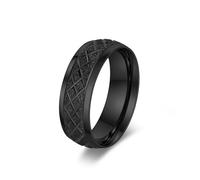 Musihy 8MM Matte Stainless Steel Wedding Promise Ring with Lattice Pattern for Men Women, Black, Size V 1/2