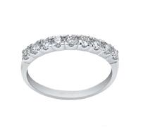 Musihy 9K White Gold Simple Wedding Band, Women's Sparkling Diamond Engagement Ring 0.36ct, Size O 1/2
