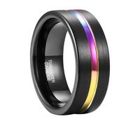 Musihy 9MM Tungsten Brushed Plain Wedding Ring with Colorful Center Line for Men, Black Multicolor, Size Z+1