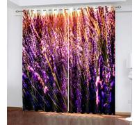 Musihy Bedroom Curtain Blackout, 54 x 108 Inches Sunset and Lavender Room Darkening & Energy Saving for Bedroom/Kitchen, Purple Brown Yellow