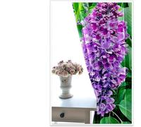 Musihy Bedroom Curtains, 52 x 63 Inches Lilac Flowers Light Blocking Drapes, Thermal Insulated, Curtains for Living Room, 2 Panels, Green Purple