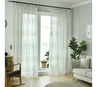 Musihy Bedroom Curtains Sheer, Embroided Tree Pattern Window Voile Treatment for Bedroom Living Room, Milky White, 34W x 72L inch