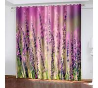 Musihy Blackout Curtain Panel, 42 x 72 Inches Lavender Thermal Insulated Grommet Drapes 2 Panels Set, Purple Green