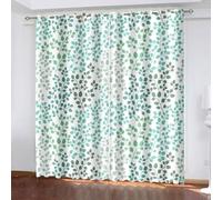 Musihy Blackout Curtains For Living Room, 38 x 54 Inches Branches Leaves Darkening Thermal Grommet Top Window Treatments Drapes, Blue Green