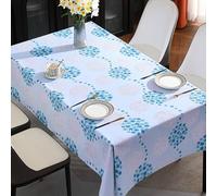 Musihy Dining Table Tablecloth, Square Table Cloth, Hydrangea Flowers Pattern Decorative Table Cover for Kitchen, Easy Clean, Blue, 140x140cm(55x55in)