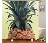 Musihy Extra Long Shower Curtains 200 Drop, 150x200cm Polyester Pineapple Pattern Bathtub Curtain, Washable, Quick Dry, Multicolor