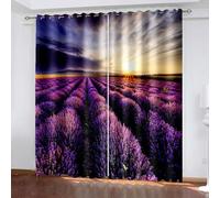 Musihy Farmhouse Curtains Blackout, 42 x 72 Inches Sunset and Lavender 2 Panels for Bedroom Living Room, Purple Yellow Brown