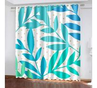 Musihy Farmhouse Curtains For Living Room, 40 x 84 Inches Leaves and Polka Dots Pattern Elegant Window Treatments with Light Filtering for Bedroom/Living Room, Blue Green