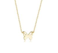 Musihy Gold 9K 375 Women Necklace, Women 9K Yellow Gold 14x11.5mm Polished Butterfly Pendant Necklace, Rolo Chain: 40+5cm
