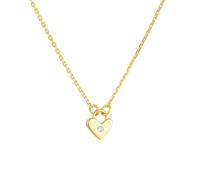 Musihy Gold Necklaces for Women 18K, Women 18K Yellow Gold Necklace with 6.6x5.3mm Heart Lock Pendant with Diamond, Rolo Chain: 40+5cm