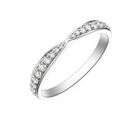 Musihy Platinum Womens Wedding Band, S Cross Thin Promise Ring with Diamond for Womens, Size O 1/2