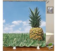 Musihy Polyester Shower Curtain Washable, 165x180cm Pineapple and Grass Shower Curtain for Bathroom Bathtub, Multicolor