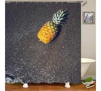 Musihy Polyester Shower Curtains For Bathroom, 165x180cm Pineapple and Beach Fabric Shower Curtain with Grommets and Hooks, Multicolor