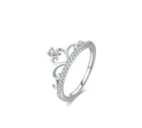 Musihy Promise Rings Bands for Women, Platinum Half Eternity Moissanite Crown Ring for Ladies, Size L 1/2