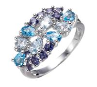 Musihy Promise Rings For Women White Gold | Engagement Ring with Aquamarine,Topaz and Amethyst