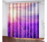 Musihy Room Curtains For Bedroom Aesthetic, 34 x 72 Inches Sunshine Lavender 2 Panels Farmhouse Curtain for Bedroom, Purple Pink
