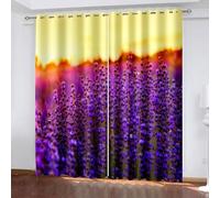 Musihy Thermal Blackout Curtain, 54 x 90 Inches Sunset and Lavender Light Reducing Thermal Insulated Grommet Panels/Drapes for Living Room, Purple Yellow