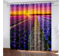Musihy Thermal Blackout Curtain, 54 x 96 Inches Sunset and Lavender Thermal Insulated Eyelet Curtain & Drapes, Room Darkening Curtains Black Out for Living Room 2 Panels, Purple Yellow Brown