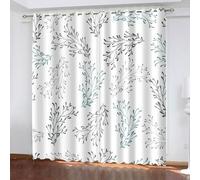 Musihy Thermal Blackout Curtains, 38 x 54 Inches Branches Leaves Light Reducing Thermal Insulated Grommet Curtain/Panels/Drapes, Blue Black Grey