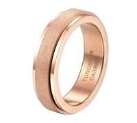 Musihy Tungsten Classic 6MM Matte Engagement Ring Rotatable with Step Edges for Men, Rose Gold, Size L 1/2
