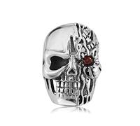 Musihy Vintage Rings Punk, Men Stainless Steel Rings Silver Pinky Ring Punk Rock Skull Ring with Red Eye Gothic Punk Rings N 1/2