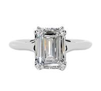 Musihy Wedding Bands For Women White Gold/Platinum | 2ct Emerald Cut Moissanite Solitaire Engagement Ring