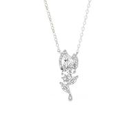 Musihy White Gold Necklace for Women, Women 14K White Gold Tulip Shape Moissanite Pendant Necklace, Elongated-Cable Chain: 40+5cm