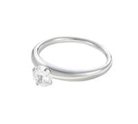 Musihy White Gold Ring For Women, 9K Women's Comfort Fit Solitaire Wedding Band Ring with Round Created Diamond, Size O 1/2