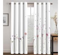 Musihy Window Curtain Blackout, 40 x 72 Inches Flowers and Petals Room Darkening Grommet Drapes for Living Room Bedroom Window, Purple Green White