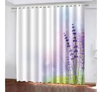 Musihy Window Curtains Blackout, 54 x 108 Inches Lavender Set of 2 Thermal Insulated Panels Grommet Top for Living Room, White Purple Green
