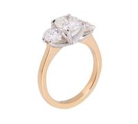 Musihy Women 18K Yellow Gold Dainty Promise Ring with 3Pcs Oval Moissanite 2ct, Size K 1/2