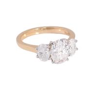 Musihy Women 9K Yellow Gold Smooth Promise Ring with 3Pcs Round Moissanite, Size P 1/2