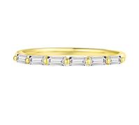 Musihy Women Promise Ring For Her Yellow Gold/Platinum | Dainty Engagement Ring with 0.25ct Emerald Cut Moissanite