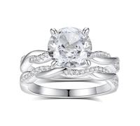 Musihy Women Ring Band, Platinum 950 Mobius Twisted Promise Rings Set with 2ct Moissanite 8mm, Size I 1/2