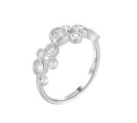 Musihy Women's Promise Rings, 9K White Gold Women Wedding Band Ring with Round Moissanite, Size O 1/2