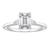Musihy Women's Promise Rings White Gold/Platinum | Elegant Dainty Engagement Ring with 1ct Emerald Cut Moissanite