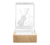 Musiin Crystal handicraft model violin instrument ornament commemorative gift with 6 cm USB direct charging colorful light cube wooden base, commemorative gift for music lovers