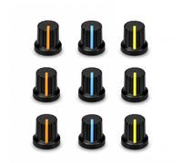 Musiin Custom Audio Sampler D Type Potentiometer Control Knobs Compatible with Akai MPC Sample, 15.5 x 15 mm Plastic Audio Volume Knobs with Three Color Markings for a Personalized Sampler Look, 9pcs