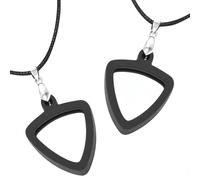 Musiin Guitar Pick Holder Necklace Compatible with Fender Dunlop D'Addario Triangle Picks, double-sided universal design suitable for players of various styles 2 pack(Triangle)
