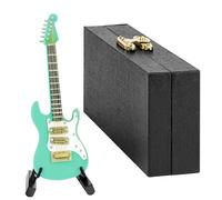 Musiin Miniature Guitar with Stand and Case, 10cm Mini 6 Strings Electric Guitar, Home Music Studio Desk Shelf Decoration, Gift for Guitar Lovers(Green Electric)
