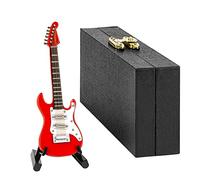 Musiin Miniature Guitar with Stand and Case, 10cm Mini 6 Strings Electric Guitar, Home Music Studio Desk Shelf Decoration, Gift for Guitar Lovers(Red Electric)