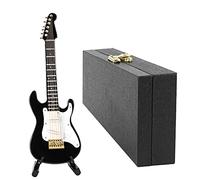 Musiin Miniature Guitar with Stand and Case, 14cm Mini 6 Strings Electric Guitar, Home Music Studio Desk Shelf Decoration, Gift for Guitar Lovers(Black Electric)