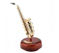 Musiin Saxophone Music Box, Creative Music Box Saxophone with Rotating Music Base, Classical Mini Replica Musical Instrument Crafts, Retro Desktop Ornaments Simulation Model