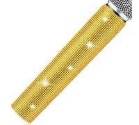 Musiin Sparkling Rhinestone Handle Cover for Wireless Microphone Decoration Round Diameter 1.58 Inch Wireless Microphone, Attract Attention at Performance Events (Gold)