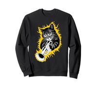 Musik Cat Playing Trumpet instrument on Cat Trumpeter Sweatshirt