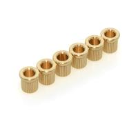 MUSIKLAN Full Solid Brass Bass String Mounting Ferrules 7.5mm String Bushings Through Body Rear Mount Bushings String Caps for Fender Strat Tele Style Electric Guitar Black (Set of 6) (Gold)