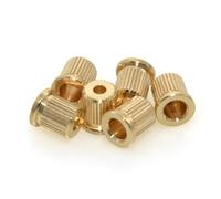 MUSIKLAN Full Solid Brass Bass String Mounting Ferrules 7.5mm String Bushings Through Body Rear Mount Bushings String Caps for Fender Strat Tele Style Electric Guitar Black (Set of 6) (Gold)